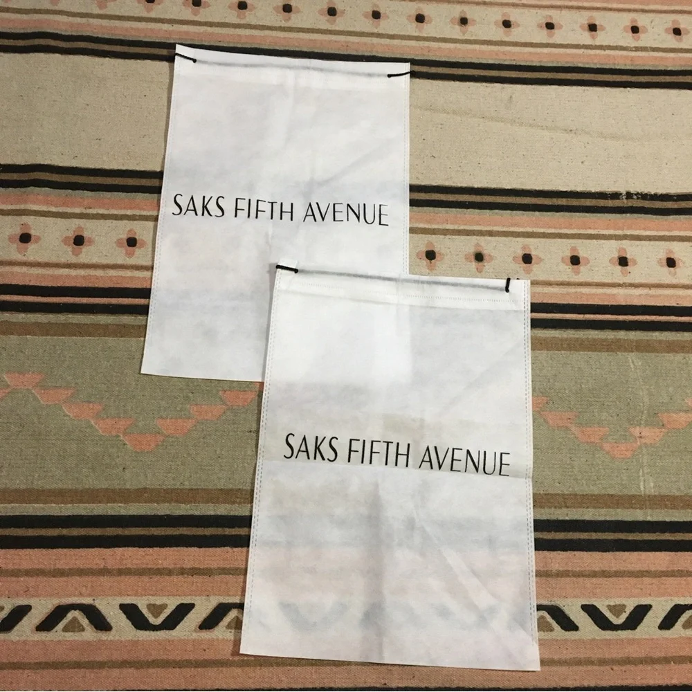 TWO (2) Saks Fifth Ave Sheer White Dustbag medium approx 15” x 10” travel